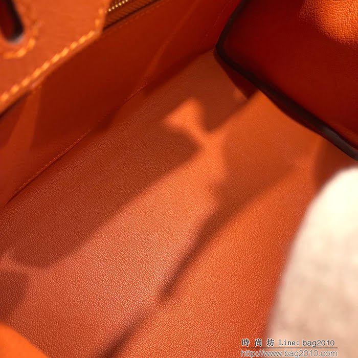 HERMES愛馬仕 鉑金包 Birkin30Cm Swift拼帆布 93 Orange 橙色 銀扣 頂級工藝 手縫蠟線 無敵限量版 古董包  Ama1602